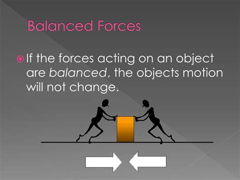 Sometimes forces are evenly balanced. When we sit on a chair, the chair pushes up as much as our weight pushes down. So when we sit in the chair, the chair hold us up – we don’t fall down.